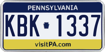 PA license plate KBK1337