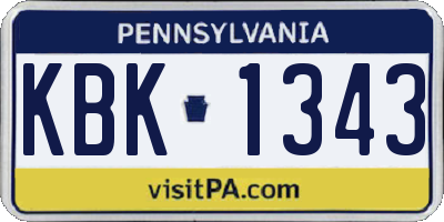 PA license plate KBK1343