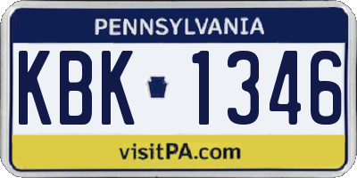 PA license plate KBK1346
