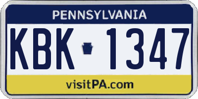 PA license plate KBK1347
