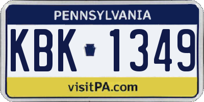 PA license plate KBK1349