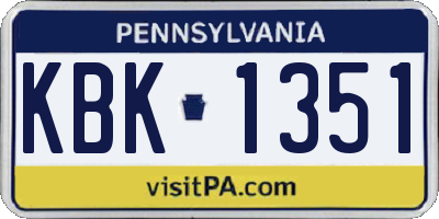 PA license plate KBK1351