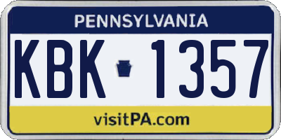 PA license plate KBK1357