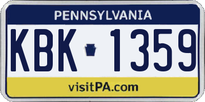 PA license plate KBK1359