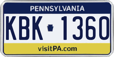 PA license plate KBK1360