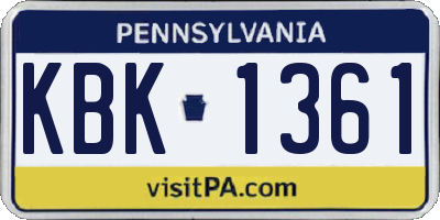 PA license plate KBK1361