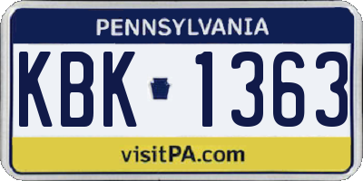 PA license plate KBK1363