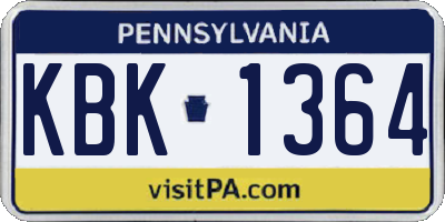 PA license plate KBK1364