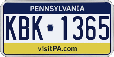 PA license plate KBK1365