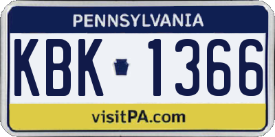 PA license plate KBK1366