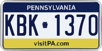 PA license plate KBK1370