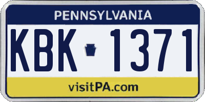 PA license plate KBK1371