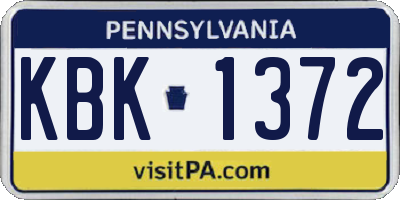 PA license plate KBK1372
