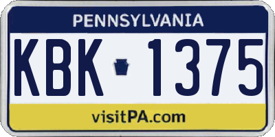 PA license plate KBK1375