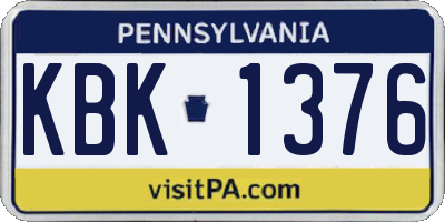 PA license plate KBK1376