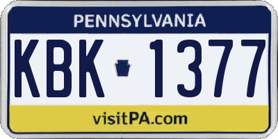 PA license plate KBK1377
