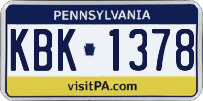 PA license plate KBK1378