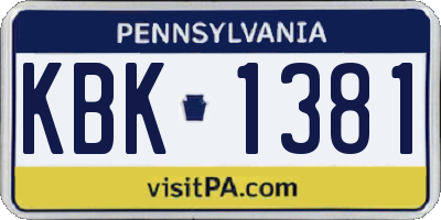 PA license plate KBK1381