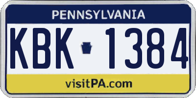 PA license plate KBK1384
