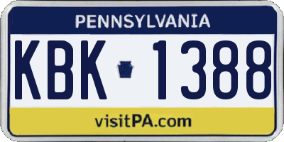 PA license plate KBK1388