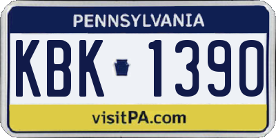 PA license plate KBK1390