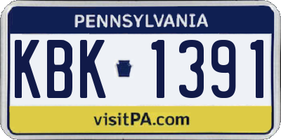 PA license plate KBK1391