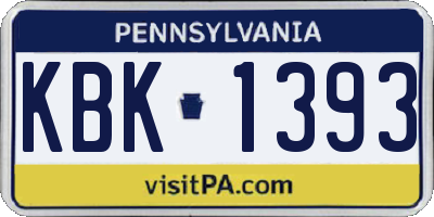 PA license plate KBK1393