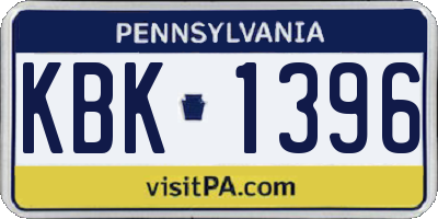 PA license plate KBK1396