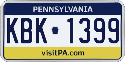 PA license plate KBK1399