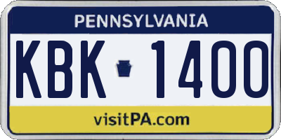 PA license plate KBK1400