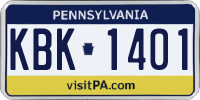 PA license plate KBK1401