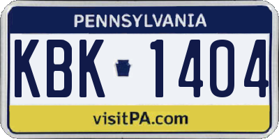 PA license plate KBK1404