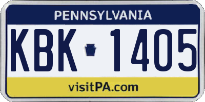 PA license plate KBK1405