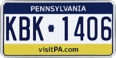 PA license plate KBK1406