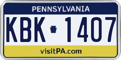 PA license plate KBK1407