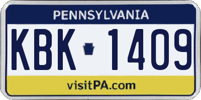 PA license plate KBK1409