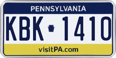PA license plate KBK1410