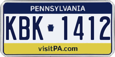 PA license plate KBK1412