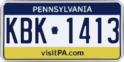 PA license plate KBK1413