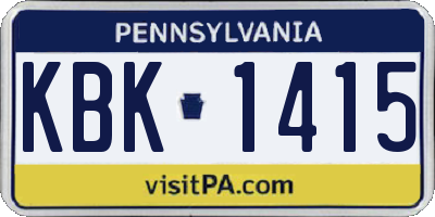 PA license plate KBK1415