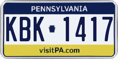 PA license plate KBK1417
