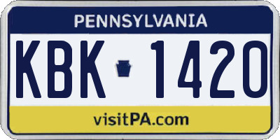 PA license plate KBK1420