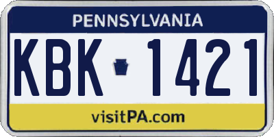 PA license plate KBK1421