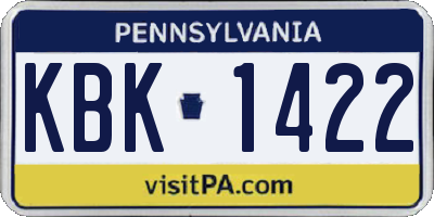 PA license plate KBK1422
