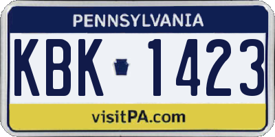PA license plate KBK1423