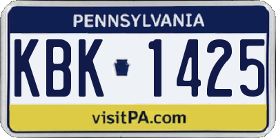 PA license plate KBK1425