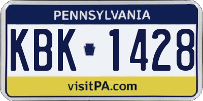 PA license plate KBK1428