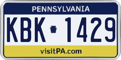 PA license plate KBK1429