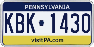 PA license plate KBK1430