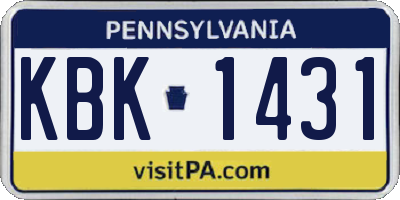 PA license plate KBK1431